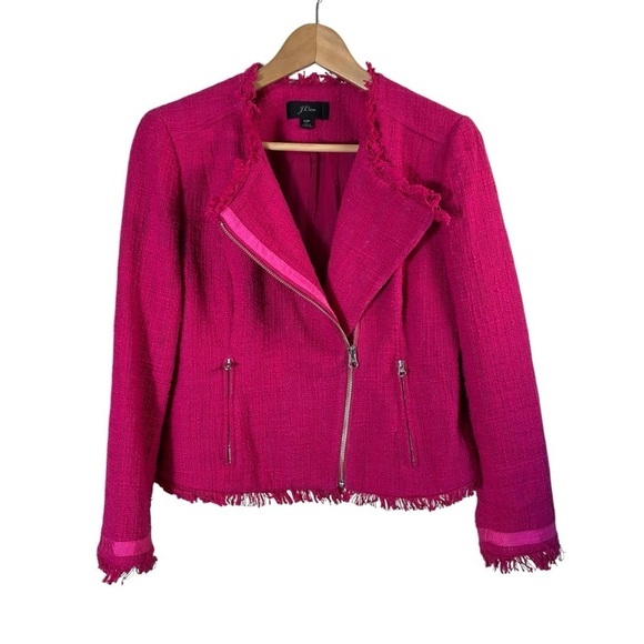 J. CREW Tweed Motorcycle Jacket with Fringe E9927 - Picture 4 of 11